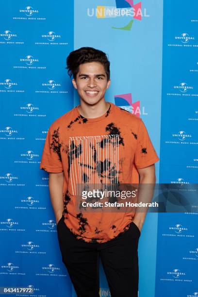 Alex Aiono poses for a photo during Universal Inside 2017 organized by Universal Music Group at Mercedes-Benz Arena on September 6, 2017 in Berlin,...