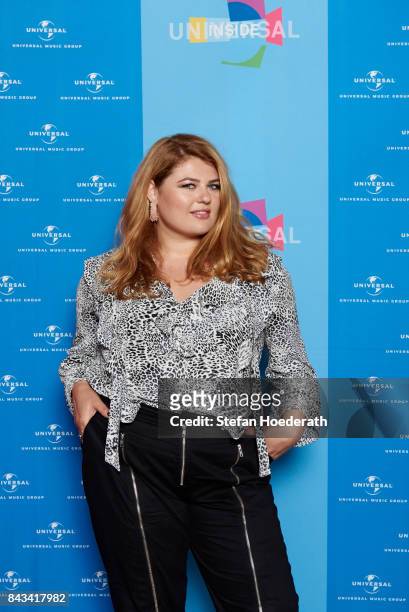 Singer Alina poses for a photo during Universal Inside 2017 organized by Universal Music Group at Mercedes-Benz Arena on September 6, 2017 in Berlin,...