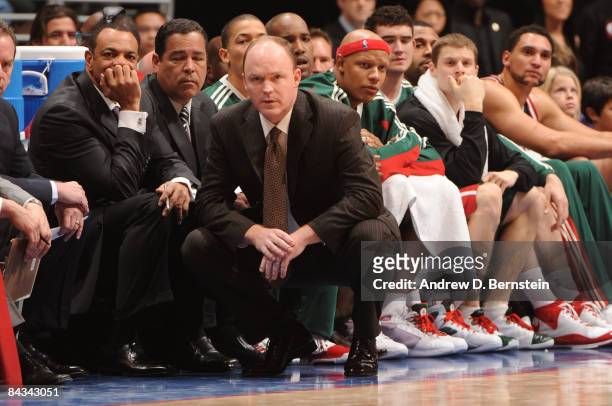 Head Coach Scott Skiles of the Milwaukee Bucks looks on during a game against the Los Angeles Clippers at Staples Center on January 17, 2009 in Los...