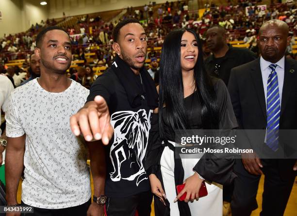 Actor Larenz Tate, recording artist Cardi B, and recording artist/actor Ludacris at 2017 LudaDay Celebrity Basketball Game at Morehouse College -...