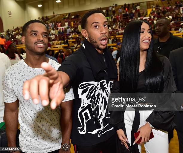 Actor Larenz Tate, recording artist Cardi B, and recording artist/actor Ludacris at 2017 LudaDay Celebrity Basketball Game at Morehouse College -...