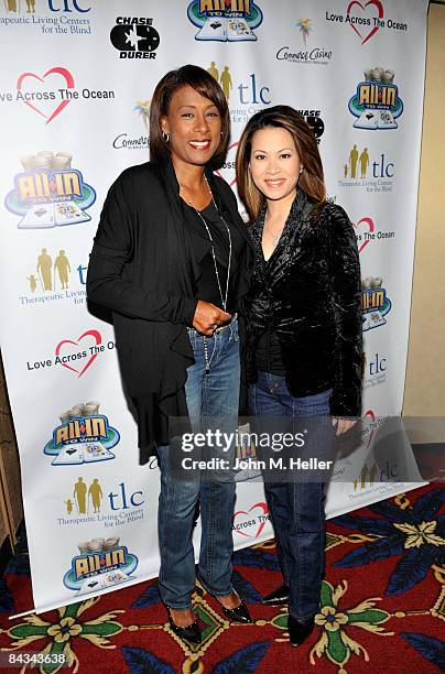 Pat Harvey and Leyna Nguyen attend the Texas Hold' Em Celebrity Poker Tournament on January 17, 2009 at the Commerce Casino in Commerce, California....