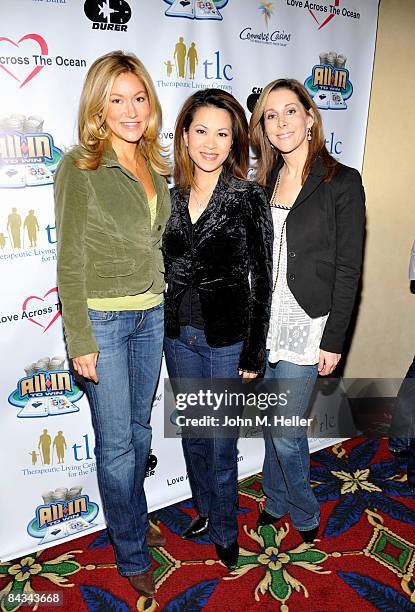 Jackie Johnson, Leyna Nguyen and Lisa Sigell attend the Texas Hold' Em Celebrity Poker Tournament on January 17, 2009 at the Commerce Casino in...