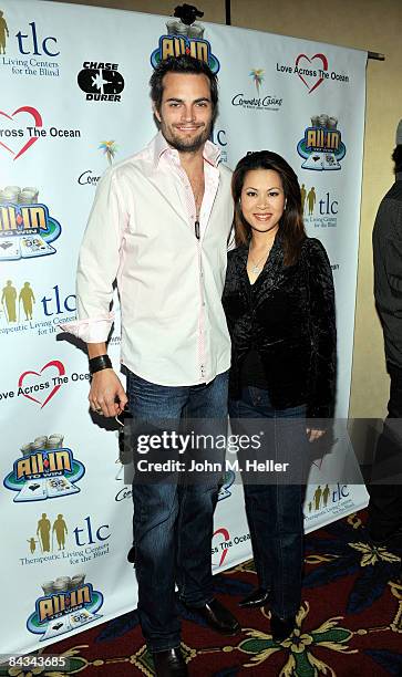 Scott Elrod and Leyna Nguyen attend the Texas Hold' Em Celebrity Poker Tournament on January 17, 2009 at the Commerce Casino in Commerce, California....