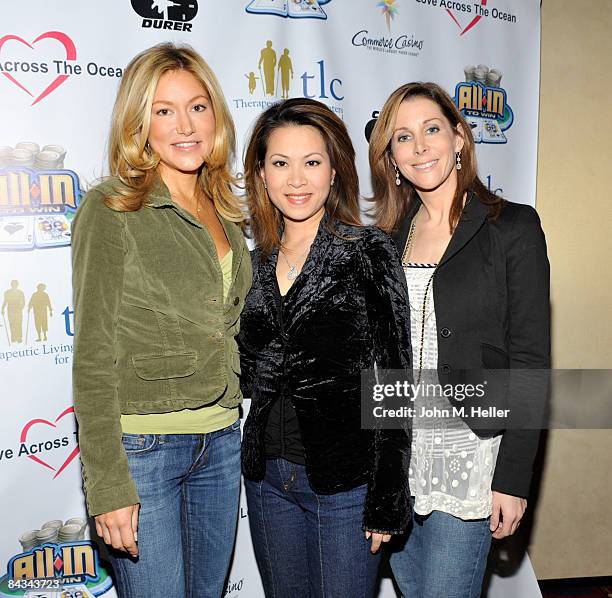 Jackie Johnson, Leyna Nguyen and Lisa Sigell attend the Texas Hold' Em Celebrity Poker Tournament on January 17, 2009 at the Commerce Casino in...