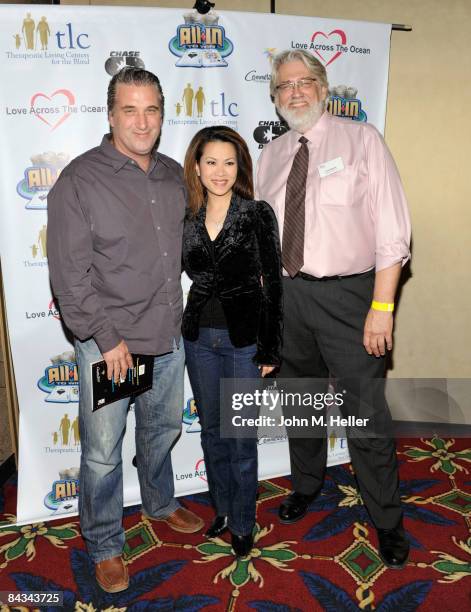 Daniel Baldwin, Leyna Nguyen and Ford Neale, Executive Director TLC attend the Texas Hold' Em Celebrity Poker Tournament on January 17, 2009 at the...