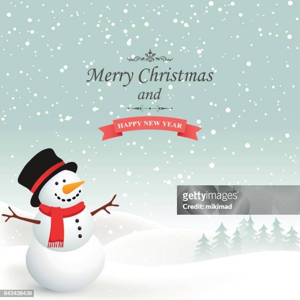 winter weihnachten hintergrund - snowman stock-grafiken, -clipart, -cartoons und -symbole