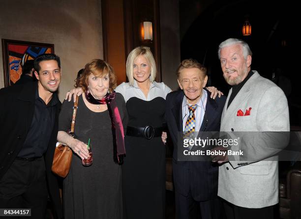 Anne Meara and Jerry Stiller with guests pose backstage at the Jerry Stiller show at the Hilton Hotel & Casino on January 17, 2009 in Atlantic City,...