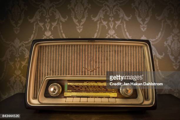 vintage radio with european radio stations - radio stock pictures, royalty-free photos & images