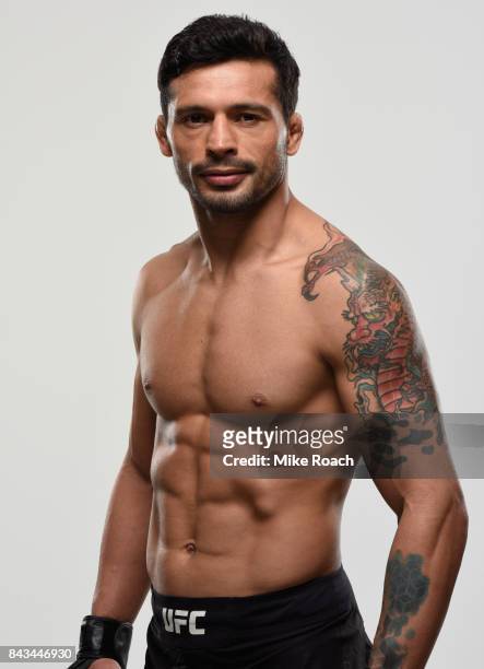 Adriano Martins of Brazil poses for a portrait during a UFC photo session on September 5, 2017 in Edmonton, Alberta, Canada.