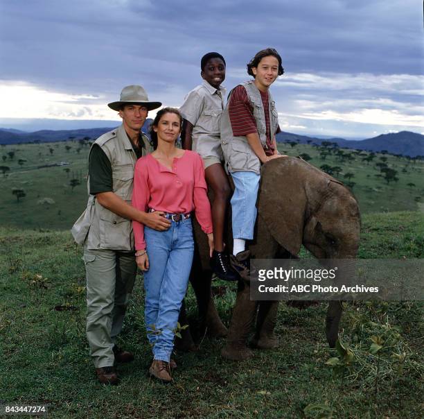 Julian Sands, Stephanie Zimbalist, Adetokumboh M'Cormack, Joseph Gordon-Levitt, 'The Great Elephant Escape' Promotional photo.