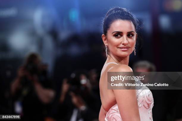 Penelope Cruz walks the red carpet ahead of the 'Loving Pablo' screening during the 74th Venice Film Festival at Sala Grande on September 6, 2017 in...