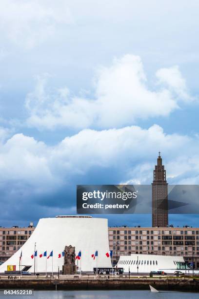 landmarks of le havre, france - oscar niemeyer imagens e fotografias de stock