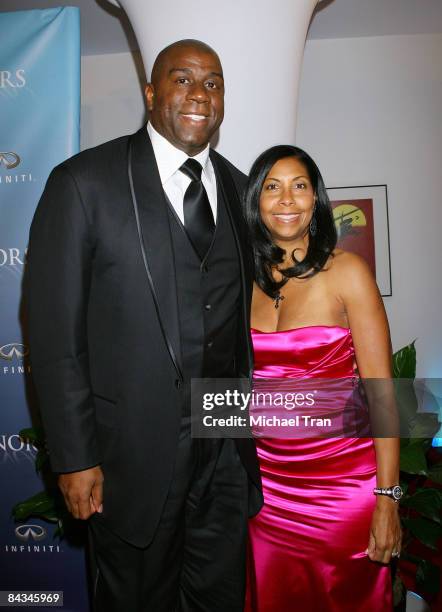 Earvin 'Magic' Johnson and wife Cookie Johnson arrive to the 2nd Annual BET Honors held at the Warner Theatre on January 17, 2009 in Washington, DC.