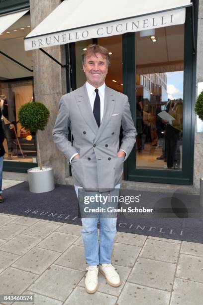 Fashion designer, founder and president Brunello Cucinelli during the Brunello Cucinelli Cocktail on September 6, 2017 in Munich, Germany.