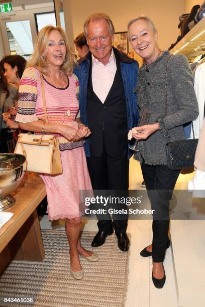 Jane Seybold, Christian von Pfuel and Princess Ursula "Uschi" zu Hohenlohe during the Brunello Cucinelli Cocktail on September 6, 2017 in Munich,...