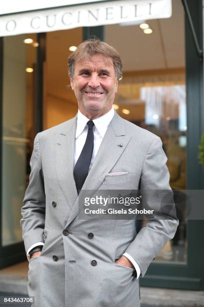 Fashion designer, founder and president Brunello Cucinelli during the Brunello Cucinelli Cocktail on September 6, 2017 in Munich, Germany.