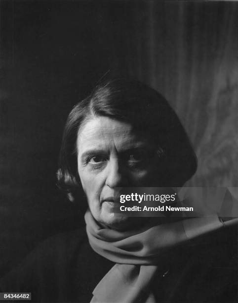 Portrait of Russian-born American author Ayn Rand , New York, New York, September 15, 1964. She wears a scarf around her neck.