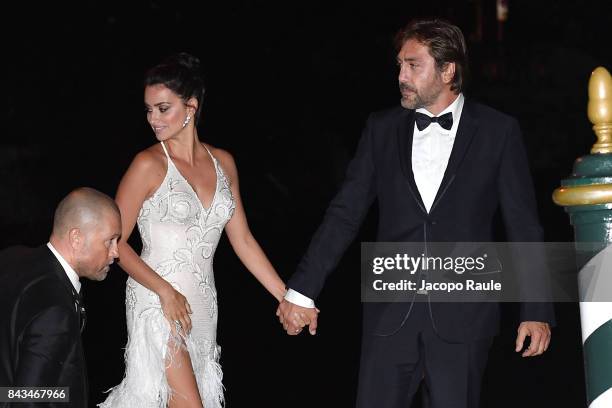 Penelope Cruz and Javier Bardem are seen during the 74th Venice Film Festival on September 6, 2017 in Venice, Italy.