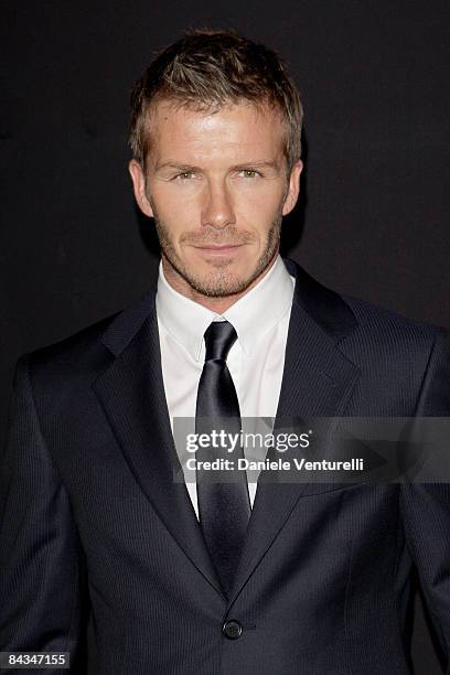 David Beckham arrives at the Emporio Armani show during Milan Fashion Week Autumn/Winter 2009/2010 Menswear on January 18, 2009 in Milan, Italy.