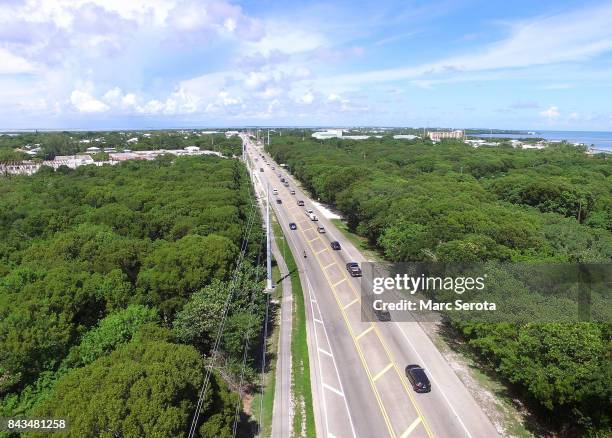Steady stream of traffic heads North on Overseas Highway as Madetory evacuations continue in Monroe County and the Florida Keys on September 6, 2017....