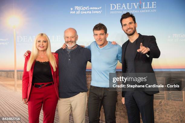 Italian producer Monika Bacardi, British director Michael Radford, Spanish actor Antonio Banderas and Italian producer Andrea Iervolino pose during...