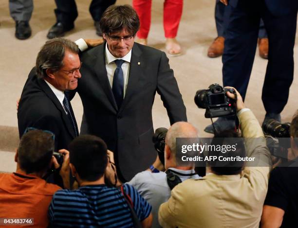 Former President of the Catalan Government and leader of Partit Democrata Europeu Catala PDECAT Artur Mas and President of the Catalan Government...