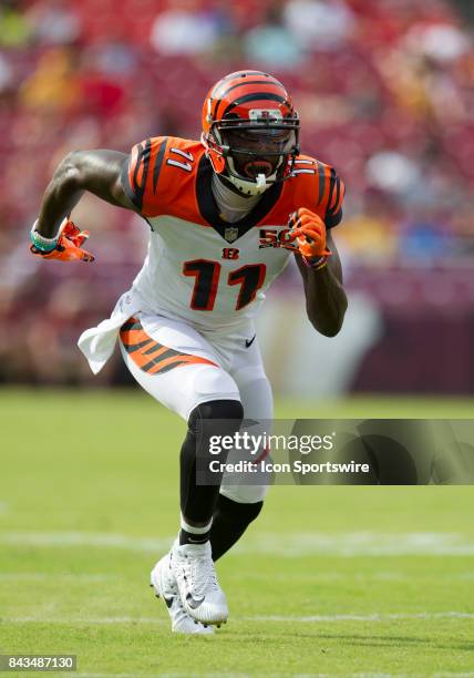 Cincinnati Bengals wide receiver Brandon LaFell explodes into his route during the NFL preseason game between the Cincinnati Bengals and the...