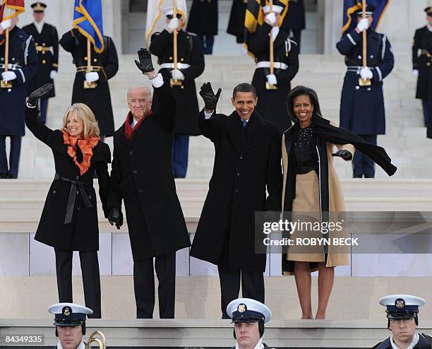 President-elect Barack Obama , his wife Michelle , vice president-elect Joe Biden and his wife Jill arrive at the 'We Are One" concert, one of the...