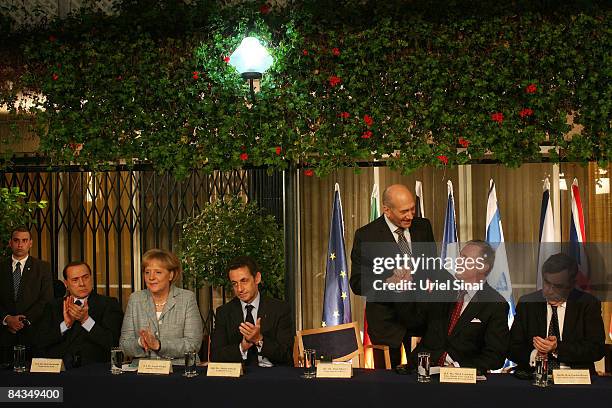 Italian Prime Minister Silvio Berlusconi, German Chancellor Angela Merkel, French President Nicolas Sarkozy, Israeli Prime Minister Ehud Olmert,...