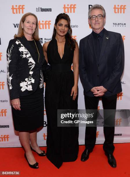 Jennifer Tory, TIFF Board of Directors, actor Priyanka Chopra and Piers Handling, Director and CEO of TIFF attend the TIFF Soiree during the 2017...