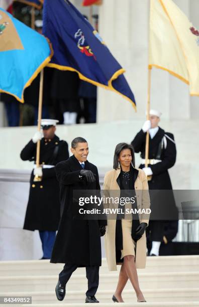 President-elect Barack Obama and his wife Michelle arrive at the 'We Are One" concert, one of the events of Obama's inauguration celebrations, at the...