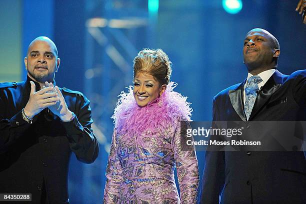 Comedian Sinbad, Dorinda Clark Cole and Donnie McClurkin attend the 24th annual Stellar Gospel Music awards at the Grand Ole Opry House on January...