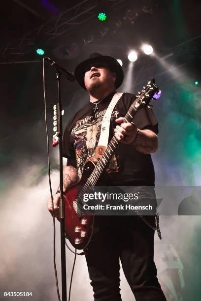 Singer Chris Robertson of the American band Black Stone Cherry performs live on stage during a concert at the Huxleys on September 6, 2017 in Berlin,...