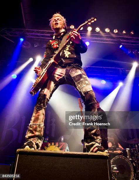 Guitarist Ben Wells of the American band Black Stone Cherry performs live on stage during a concert at the Huxleys on September 6, 2017 in Berlin,...