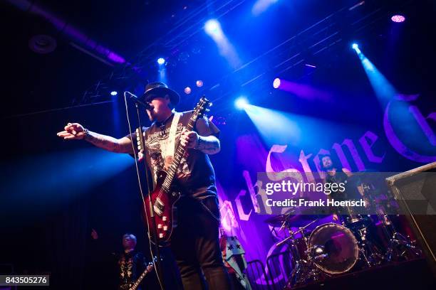Singer Chris Robertson of the American band Black Stone Cherry performs live on stage during a concert at the Huxleys on September 6, 2017 in Berlin,...