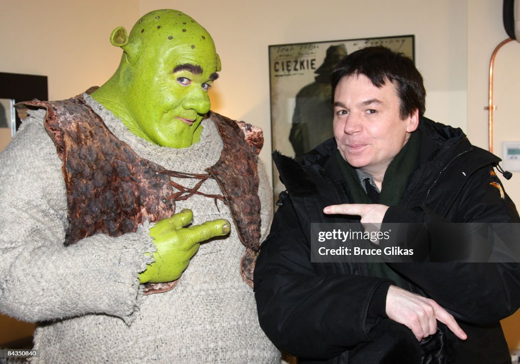Mike Myers Visits "Shrek the Musical" on Broadway