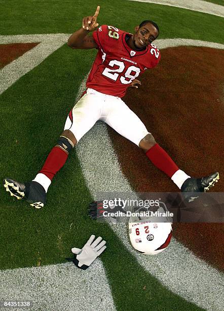 Cornerback Dominique Rodgers-Cromartie of the Arizona Cardinals celebrates after his team's victory over the Philadelphia Eagles during the NFC...