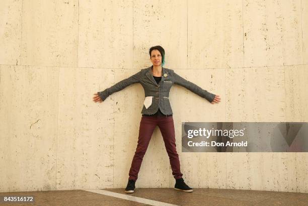 The artist who created 'Disposable Truths' Marina DeBris, is seen on September 7, 2017 in Sydney, Australia. The Sydney artist created the sculpture...