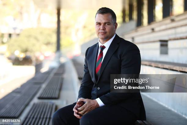 Anthony Seibold poses during a South Sydney Rabbitohs NRL coaching announcement at Redfern Oval on September 7, 2017 in Sydney, Australia.