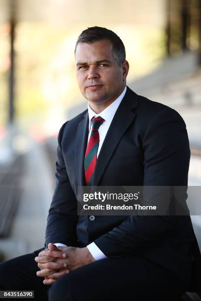 Anthony Seibold poses during a South Sydney Rabbitohs NRL coaching announcement at Redfern Oval on September 7, 2017 in Sydney, Australia.