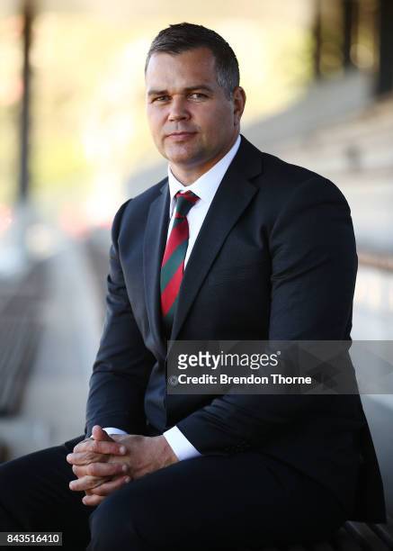 Anthony Seibold poses during a South Sydney Rabbitohs NRL coaching announcement at Redfern Oval on September 7, 2017 in Sydney, Australia.