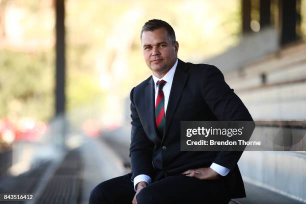 Anthony Seibold poses during a South Sydney Rabbitohs NRL coaching announcement at Redfern Oval on September 7, 2017 in Sydney, Australia.