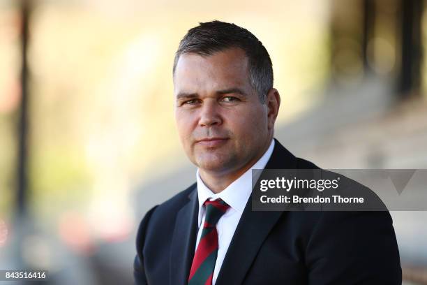 Anthony Seibold poses during a South Sydney Rabbitohs NRL coaching announcement at Redfern Oval on September 7, 2017 in Sydney, Australia.