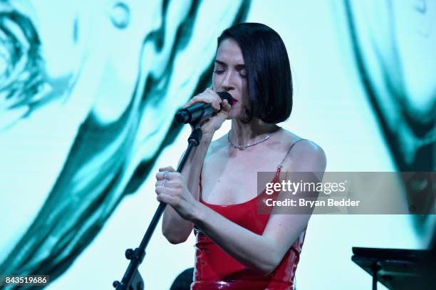 St. Vincent performs onstage during the Tiffany & Co. Fragrance launch event on September 6, 2017 in New York City.