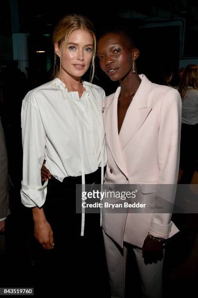 Models Doutzen Kroes and Achok Majak attend the Tiffany & Co. Fragrance launch event on September 6, 2017 in New York City.