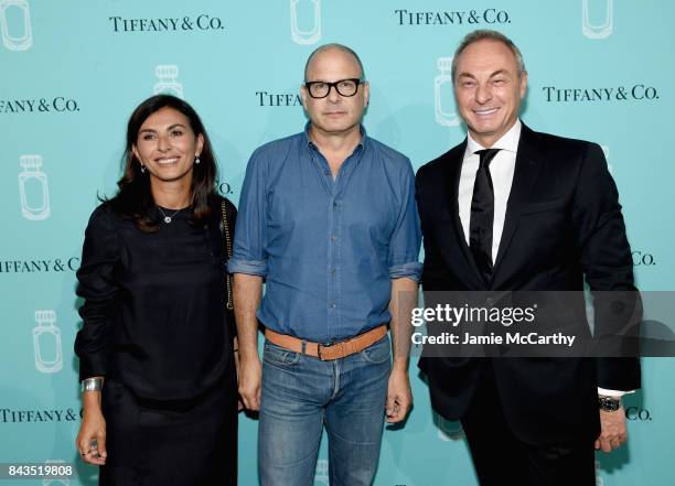 Simona Cattaneo, Reed Krakoff, and Edgar Huber attend the Tiffany & Co. Fragrance launch event on September 6, 2017 in New York City.