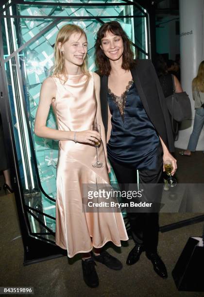Models Julia Nobis and Kati Nescher attends the Tiffany & Co. Fragrance launch event on September 6, 2017 in New York City.