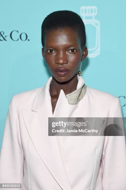 Model Achok Majak attends the Tiffany & Co. Fragrance launch event on September 6, 2017 in New York City.