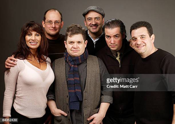 Actress Serafina Fiore, actor Joe Garden, actors Patton Oswalt, Matt Servitto, Kevin Corrigan, and Gino Cafarelli of the film "Big Fan" poses for a...